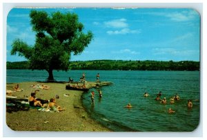 1959 College Point, Keuka College, Keuka Park New York NY Beach Bathing Postcard 