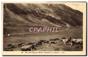 Old Postcard Col des Aravis Chapel Road Hotel and Cows