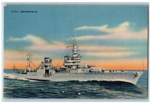 1942 USS Indianapolis Bernard Shaffer Navy Norfolk VA Soldier Mail WW2 Postcard