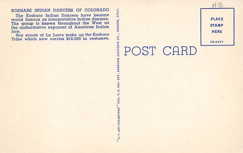 Koshare Indian Dancers Of Colorado Unused 