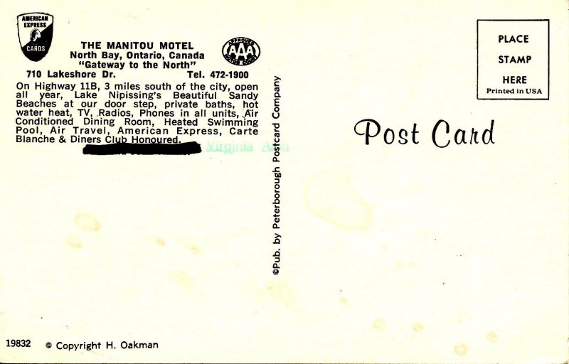 Canada - ON, North Bay. The Manitou Motel