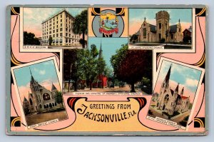 J93/ Jacksonville Florida Postcard c1910 Fancy 5View Church YMCA 191
