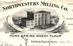 1915 LITTLE FALLS MINNESOTA NORTHWESTERN MILLING CO FLOUR BILLHEAD INVOICE Z658