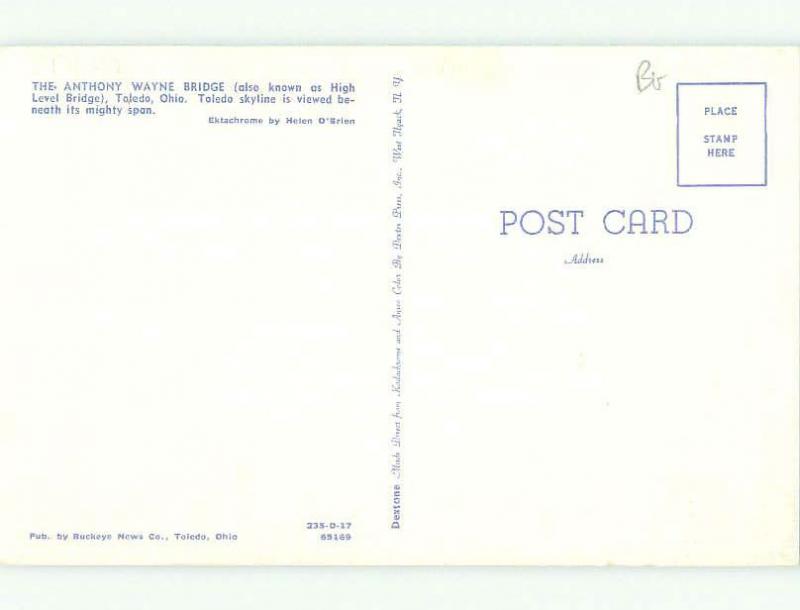 Unused Pre-1980 BRIDGE SCENE Toledo Ohio OH HQ9316