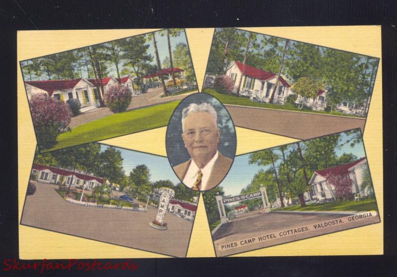 VALDOSTA GEORGIA PINES CAMP MOTEL COTTAGES LINEN ADVERTISING POSTCARD GA.