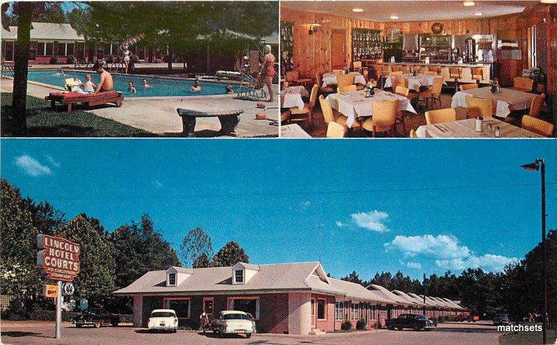 Autos Lincoln Hotel Courts Poo Entrance Stryker Plastichrome postcard 11968