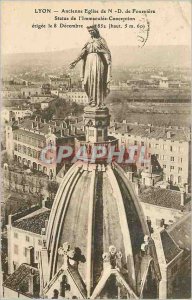 Old Postcard Lyon Ancient Church of N D Fourviere Statue of the Immaculate Co...