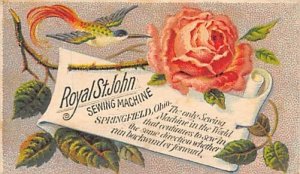 Approx. Size: 1.75 x 3 Royal St. John sewing machine  Late 1800's Tradecard N...