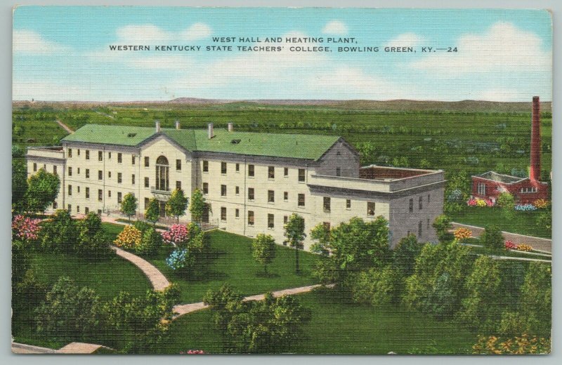 Bowling Green Kentucky~West Hall~Heating Plant~College~Vintage Postcard