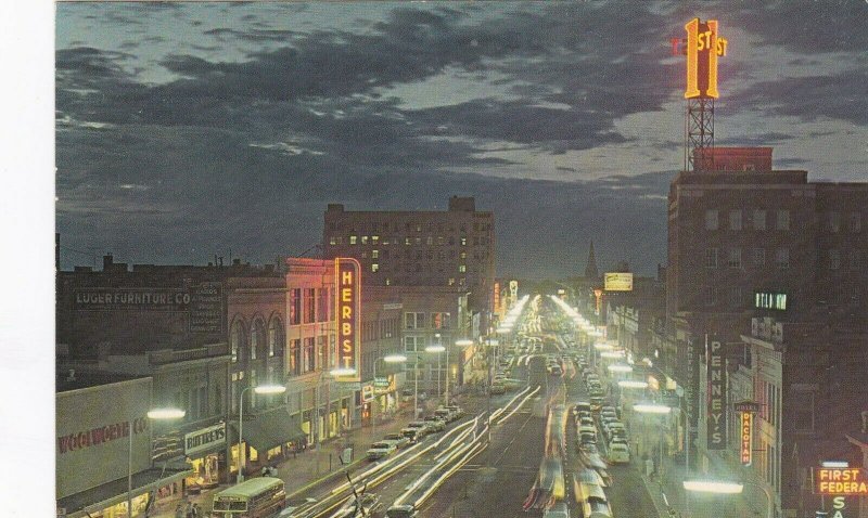 North Dakota Fargo Broadway At Night 1967 sk7542