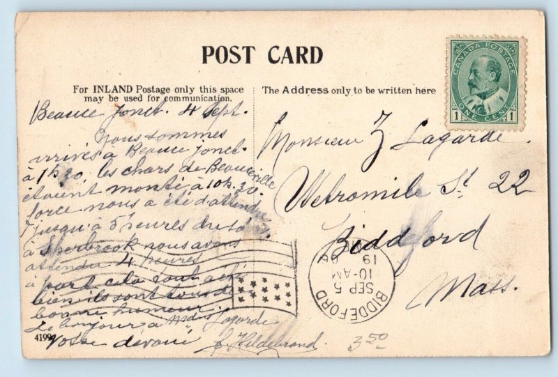 Ontario Canada Postcard Murray Bay Saguenay River Biddeford ME 1906 Antique
