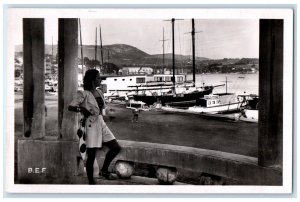 Cote d'Azur-Bandol Sur Mer France RPPC Photo Postcard Harbor View c1940's