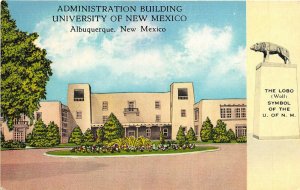 Albuquerque New Mexico 1940-50s Postcard Administration Building University NM