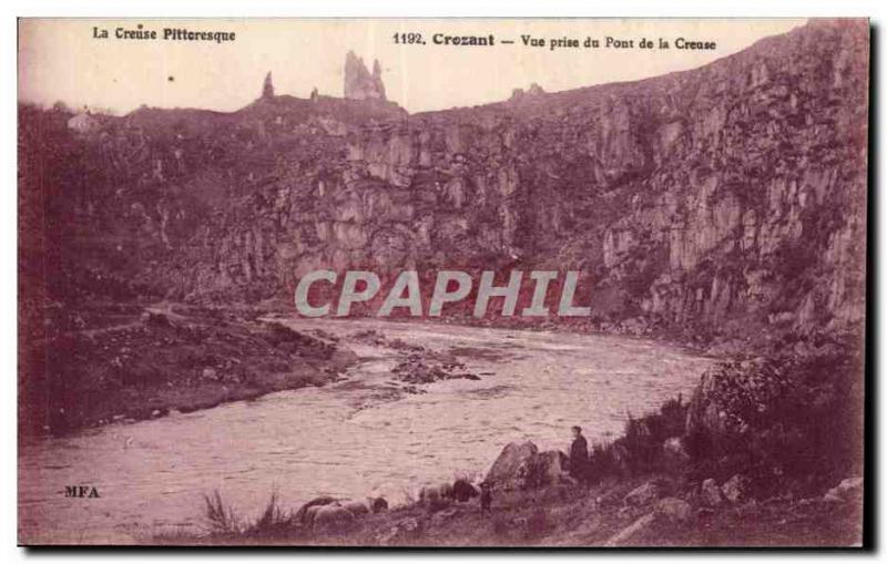 Old Postcard Crozant View from the Bridge of the Creuse