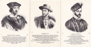 King Charles VIII VII IX Of France 3x Vintage Portrait History Postcard s