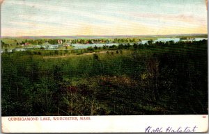 View Overlooking Quinsigamond Lake Worcester MA Undivided Back Postcard O80