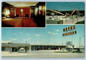 c1960 Weatherford Oklahoma OK Postcard Motel Western Interstate 40 Multi View