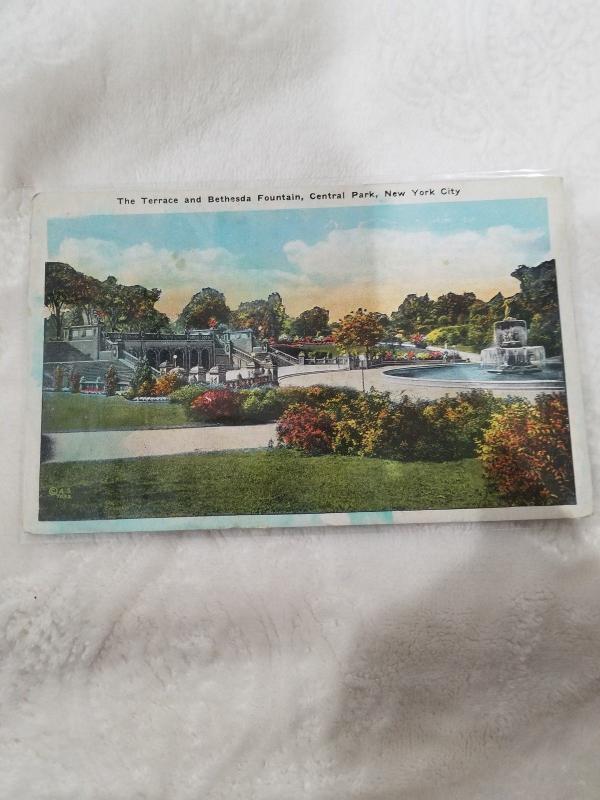 Antique Postcard, The Terrace and Bethesda Fountain, Central Park, New York