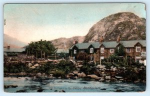 BEDDGELERT,  Gwynedd, Wales ~ OLD COTTAGES b the Glaslyn River 1910s Postcard