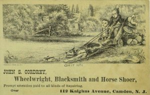 1879 John S. Cordrey Wheelwright Blacksmith & Horse Shoer Boy Girl Rabbit P100