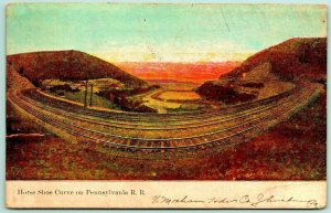 Horse Shoe Curve Pennsylvania Railroad Track 1908 DB Postcard F7