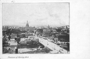 Postcard Panorama Birds Eye View Lansing MI