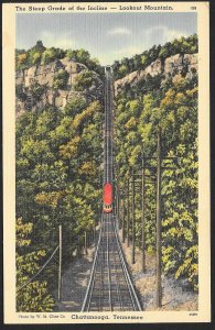 Train Car Steep Grade Lookout Mountain Chattanooga Tennessee Unused c1930s
