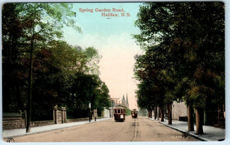 HALIFAX, NOVA SCOTIA  Canada   SPRING GARDEN ROAD Street Scene c1910s  Postcard