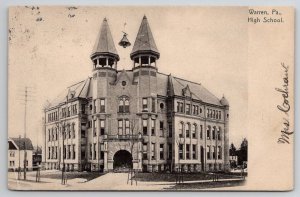 Warren PA High School Pennsylvania Postcard X27