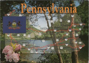 America Postcard - Map of Pennsylvania, The Keystone State RR13074