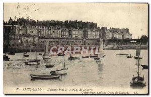 Postcard Old Saint Malo L Prior Port and Quai de Dinard Yacht