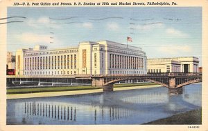 US Post Office and Penna Philadelphia, PA., USA Pennsylvania Train 1944 