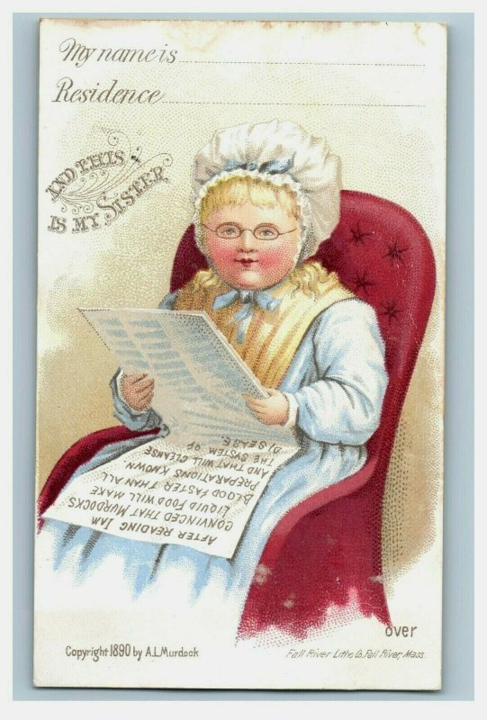 1890 Murdock's Liquid Food Quack Medicine Lady Reading Paper P195 