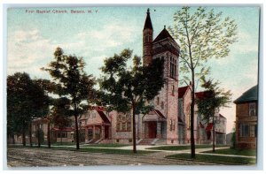 1908 First Baptist Church Batavia New York NY Panoramic View Tree-lined Postcard