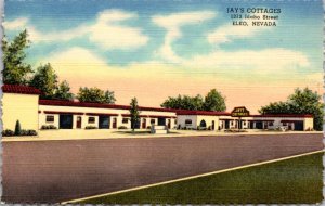 Linen Postcard Jay's Cottages in 1313 Idaho Street in Elko, Nevada