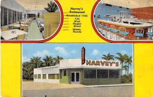 Miami Florida multiple views Harvey's Restaurant  vintage pc DD5133