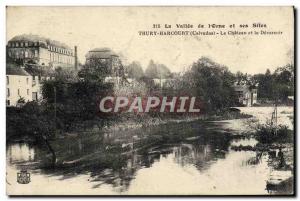 Old Postcard Thury Harcourt The castle and the weir