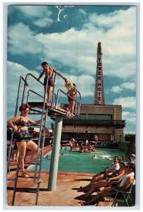 Dallas Texas TX Postcard Tower Hotel Courts Poolside View 1963 Vintage Antique