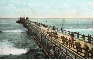 Vintage Postcard Long Concrete Pier Wonderful View Long Beach California CA