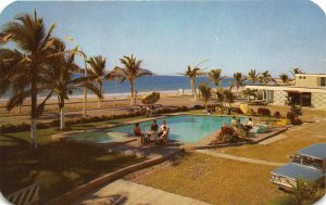 Mazatlan Mexico 1950-60s Postcard Motel Aqua Marina Swimming Pool