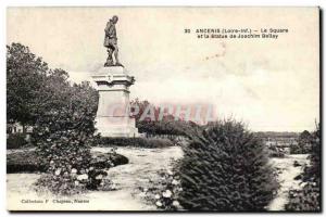 Ancenis Old Postcard The Square and the Statue of Joachim Bellay