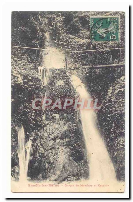 Amelie les Bains Old Postcard Mondony Gorge and waterfall