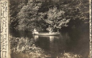 Canoe Canoeing - Dover NJ New Jersey Cancel 1904 Real Photo Postcard #1