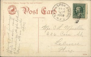 Mandan ND NP RR Train Station Depot & Park RPO Cancel 1909 Postcard 