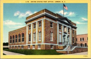 Linen Postcard United States Post Office in Lenoir, North Carolina