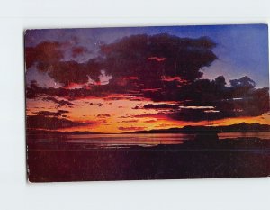 Postcard Sunset Over The Great Salt Lake, Utah