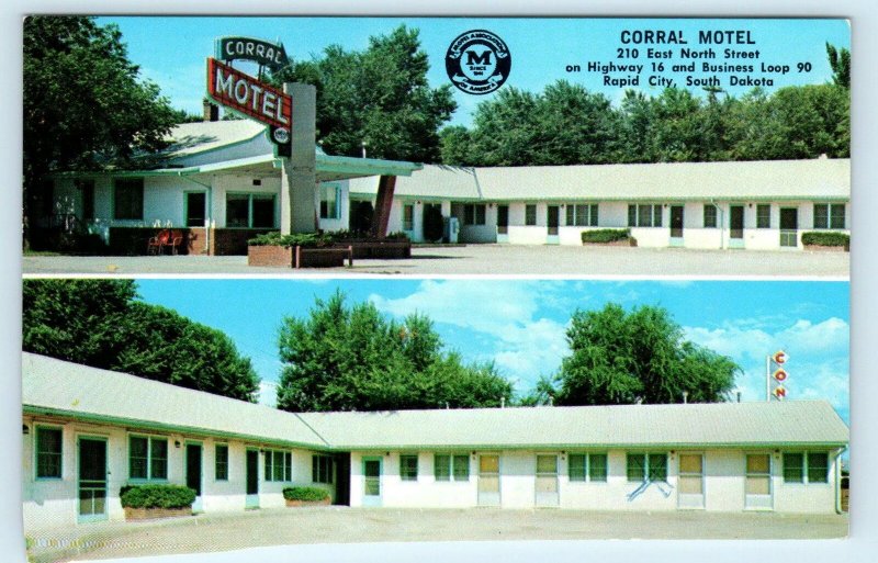 RAPID CITY SD South Dakota CORRAL MOTEL  c1960s Roadside  Postcard