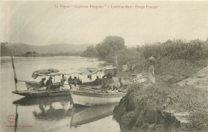 French Congo the steamboat Capitaine Pleigneur at Loudima-Mari boats 1900`s 