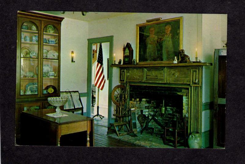OH Firelands Museum Norwalk Ohio Postcard Fireplace US Flag Dining Room