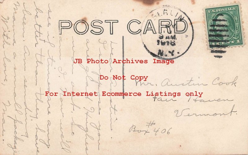 VT, Bennington, Vermont, RPPC, Main Street, Business Area, 1915 PM, Photo